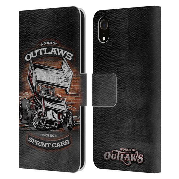 World of Outlaws Western Graphics Brickyard Sprint Car Leather Book Wallet Case Cover For Apple iPhone XR