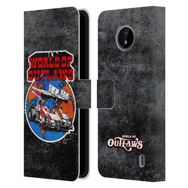 World of Outlaws Western Graphics Distressed Sprint Car Logo Leather Book Wallet Case Cover For Nokia C10 / C20
