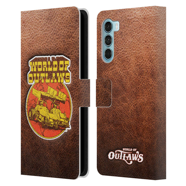 World of Outlaws Western Graphics Sprint Car Leather Print Leather Book Wallet Case Cover For Motorola Edge S30 / Moto G200 5G