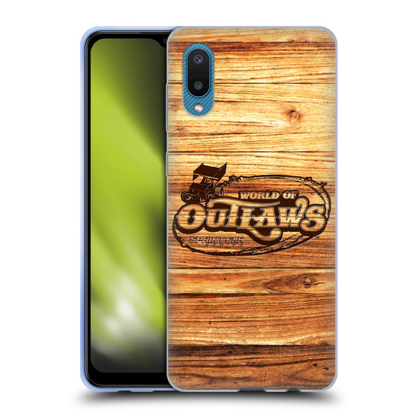 World of Outlaws Western Graphics Wood Logo Soft Gel Case for Samsung Galaxy A02/M02 (2021)