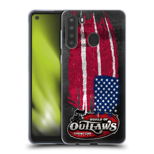 World of Outlaws Western Graphics US Flag Distressed Soft Gel Case for Samsung Galaxy A21 (2020)