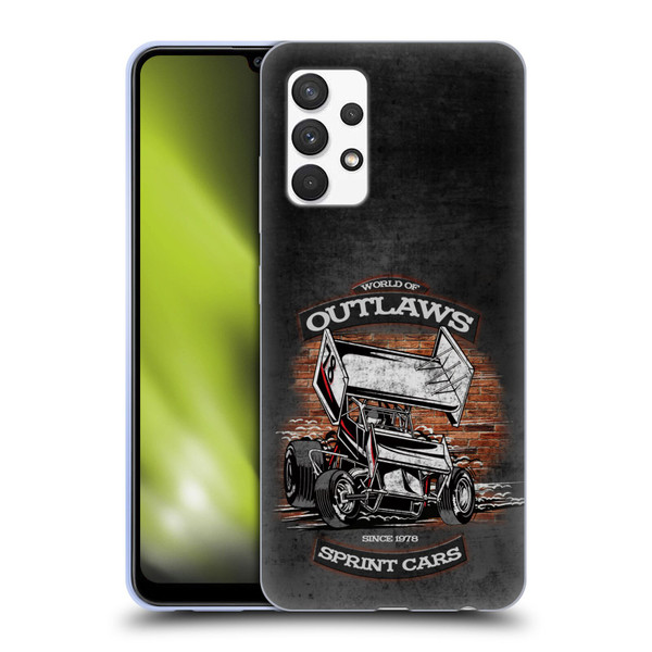 World of Outlaws Western Graphics Brickyard Sprint Car Soft Gel Case for Samsung Galaxy A32 (2021)