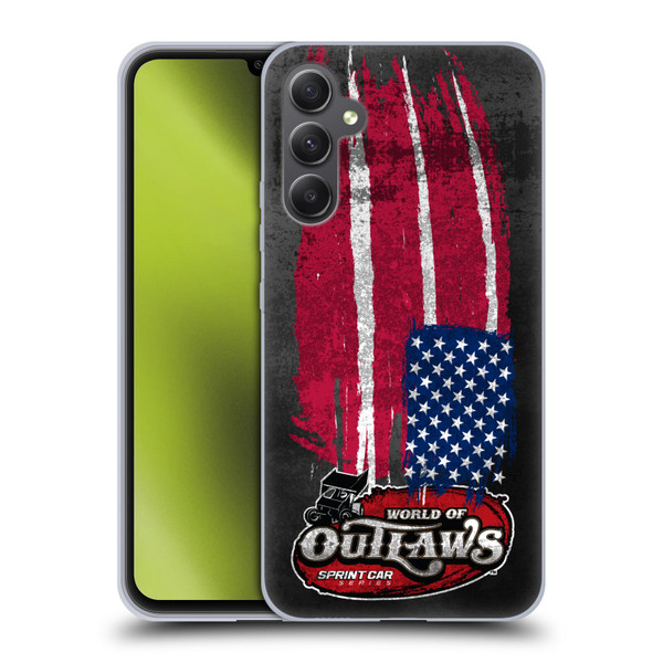 World of Outlaws Western Graphics US Flag Distressed Soft Gel Case for Samsung Galaxy A34 5G