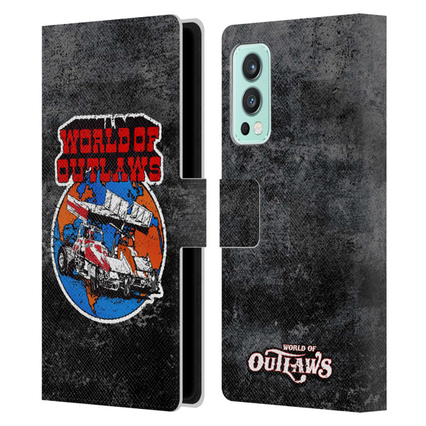 World of Outlaws Western Graphics Distressed Sprint Car Logo Leather Book Wallet Case Cover For OnePlus Nord 2 5G