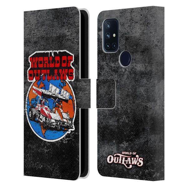 World of Outlaws Western Graphics Distressed Sprint Car Logo Leather Book Wallet Case Cover For OnePlus Nord N10 5G