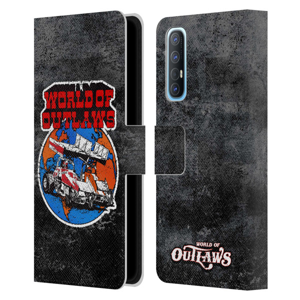 World of Outlaws Western Graphics Distressed Sprint Car Logo Leather Book Wallet Case Cover For OPPO Find X2 Neo 5G