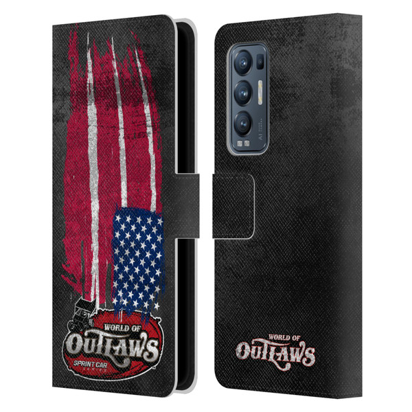 World of Outlaws Western Graphics US Flag Distressed Leather Book Wallet Case Cover For OPPO Find X3 Neo / Reno5 Pro+ 5G