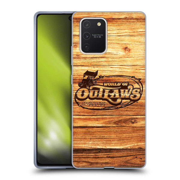 World of Outlaws Western Graphics Wood Logo Soft Gel Case for Samsung Galaxy S10 Lite