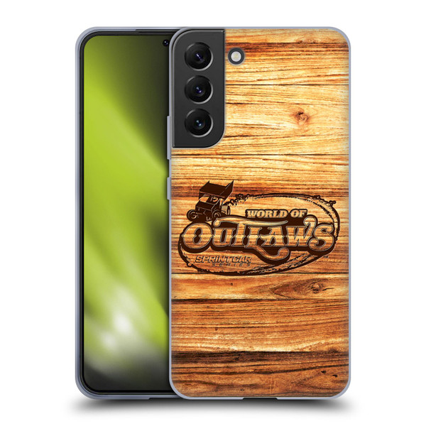 World of Outlaws Western Graphics Wood Logo Soft Gel Case for Samsung Galaxy S22+ 5G