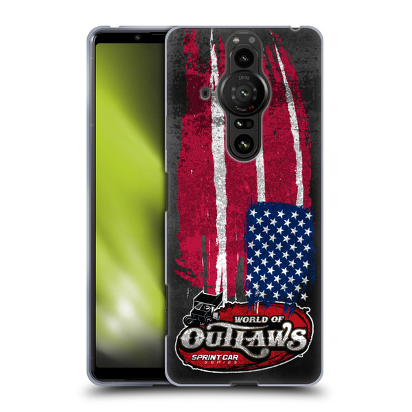 World of Outlaws Western Graphics US Flag Distressed Soft Gel Case for Sony Xperia Pro-I