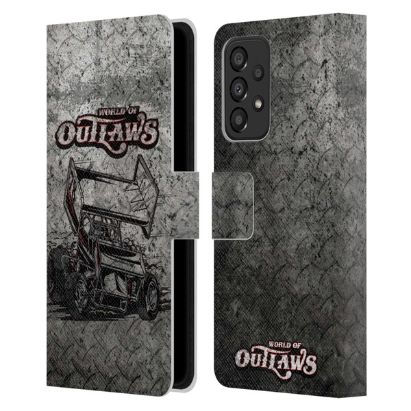 World of Outlaws Western Graphics Sprint Car Leather Book Wallet Case Cover For Samsung Galaxy A33 5G (2022)