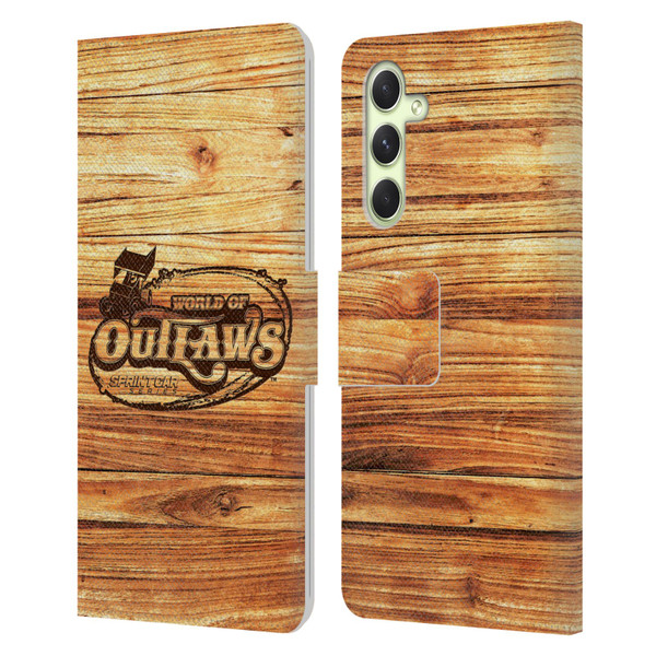 World of Outlaws Western Graphics Wood Logo Leather Book Wallet Case Cover For Samsung Galaxy A54 5G