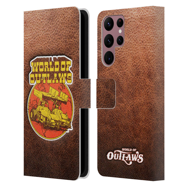 World of Outlaws Western Graphics Sprint Car Leather Print Leather Book Wallet Case Cover For Samsung Galaxy S22 Ultra 5G