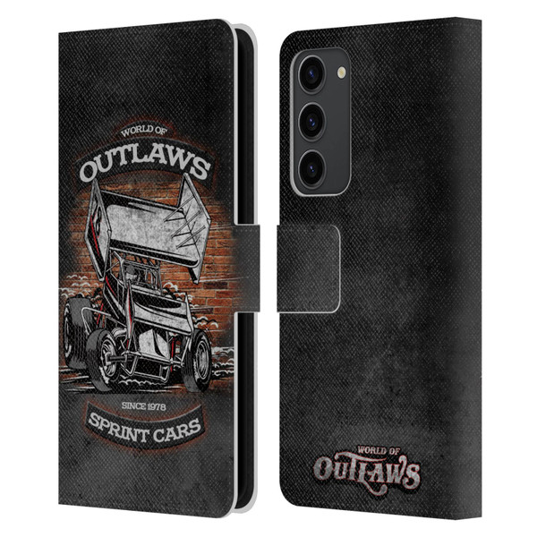 World of Outlaws Western Graphics Brickyard Sprint Car Leather Book Wallet Case Cover For Samsung Galaxy S23+ 5G