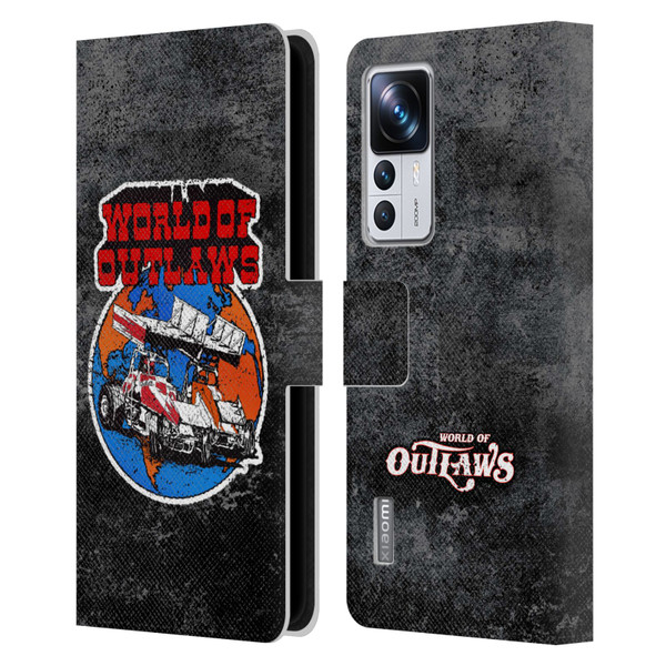 World of Outlaws Western Graphics Distressed Sprint Car Logo Leather Book Wallet Case Cover For Xiaomi 12T Pro