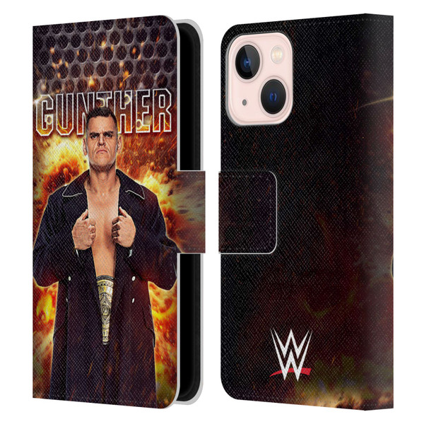 WWE Gunther Portrait Leather Book Wallet Case Cover For Apple iPhone 13 Mini