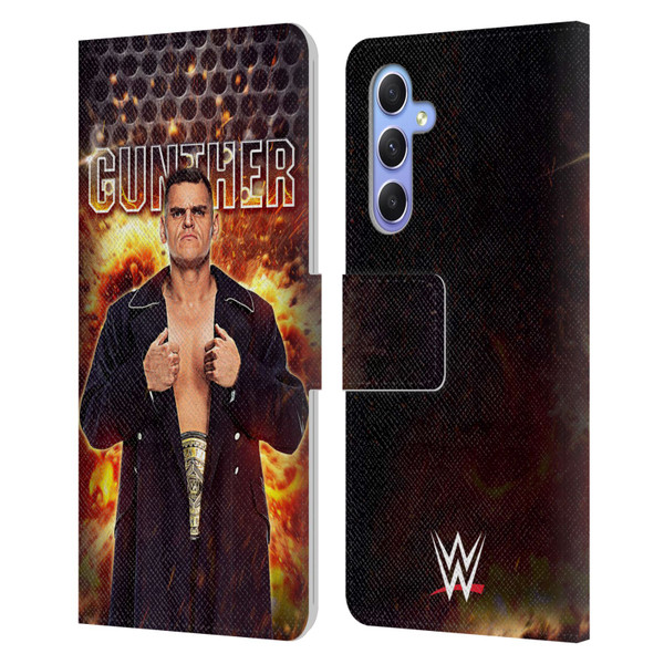 WWE Gunther Portrait Leather Book Wallet Case Cover For Samsung Galaxy A34 5G