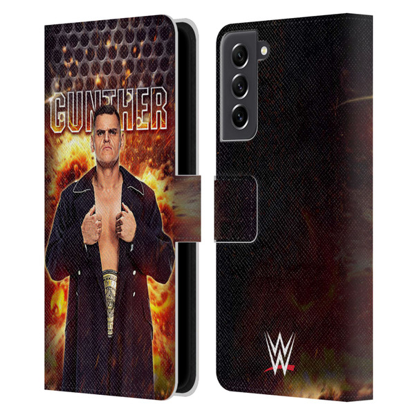 WWE Gunther Portrait Leather Book Wallet Case Cover For Samsung Galaxy S21 FE 5G