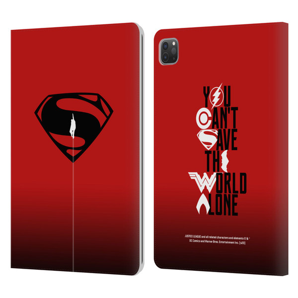 Justice League Movie Superman Logo Art Red And Black Flight Leather Book Wallet Case Cover For Apple iPad Pro 11 2020 / 2021 / 2022