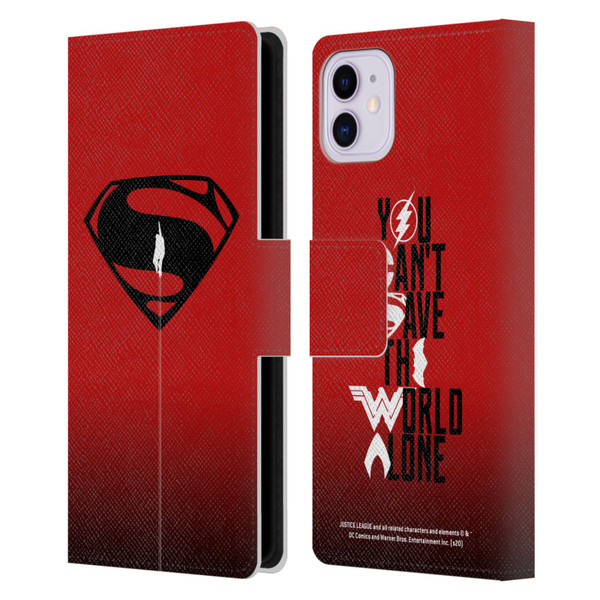 Justice League Movie Superman Logo Art Red And Black Flight Leather Book Wallet Case Cover For Apple iPhone 11
