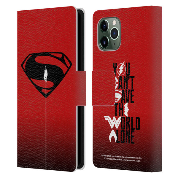 Justice League Movie Superman Logo Art Red And Black Flight Leather Book Wallet Case Cover For Apple iPhone 11 Pro