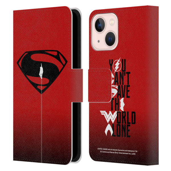 Justice League Movie Superman Logo Art Red And Black Flight Leather Book Wallet Case Cover For Apple iPhone 13 Mini