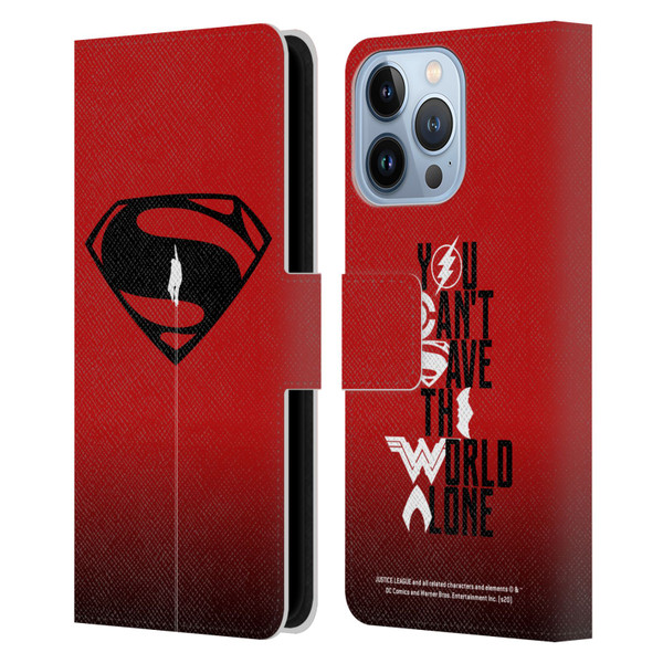 Justice League Movie Superman Logo Art Red And Black Flight Leather Book Wallet Case Cover For Apple iPhone 13 Pro