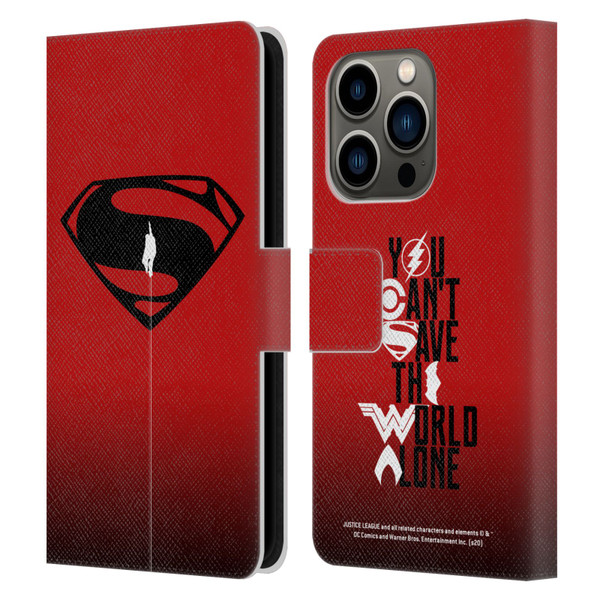 Justice League Movie Superman Logo Art Red And Black Flight Leather Book Wallet Case Cover For Apple iPhone 14 Pro