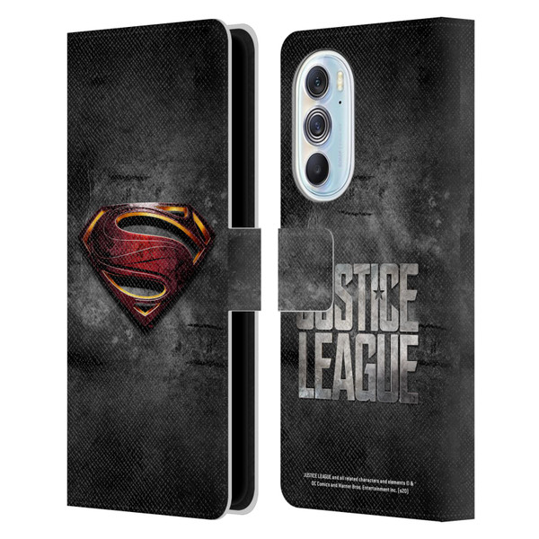 Justice League Movie Superman Logo Art Man Of Steel Leather Book Wallet Case Cover For Motorola Edge X30