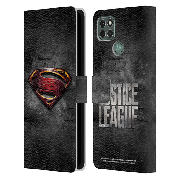 Justice League Movie Superman Logo Art Man Of Steel Leather Book Wallet Case Cover For Motorola Moto G9 Power
