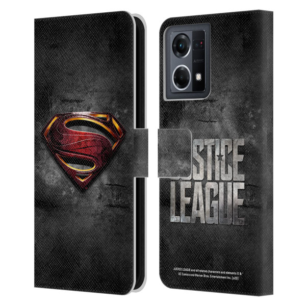 Justice League Movie Superman Logo Art Man Of Steel Leather Book Wallet Case Cover For OPPO Reno8 4G