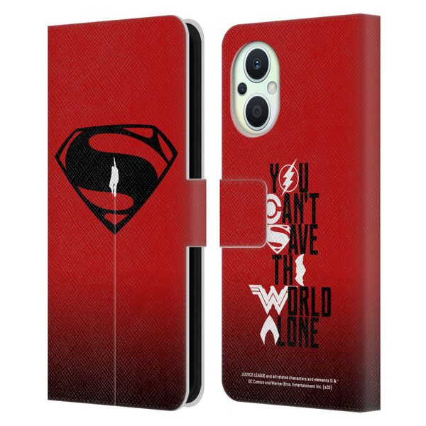 Justice League Movie Superman Logo Art Red And Black Flight Leather Book Wallet Case Cover For OPPO Reno8 Lite