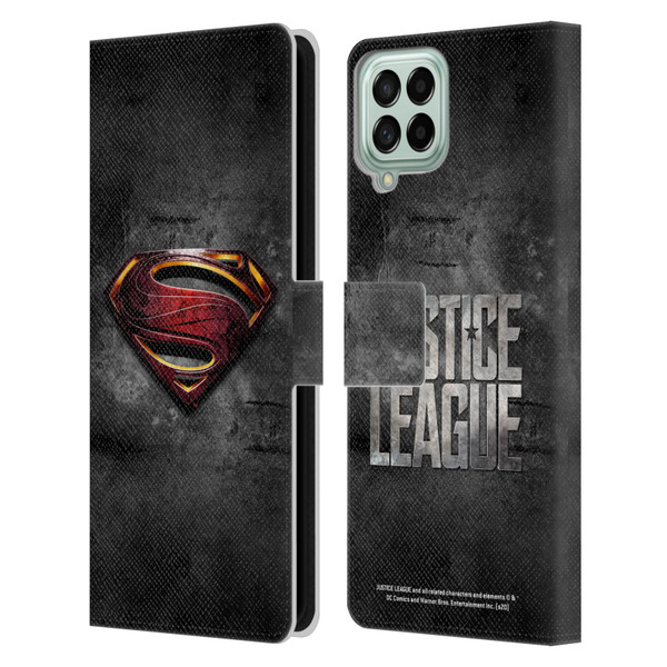 Justice League Movie Superman Logo Art Man Of Steel Leather Book Wallet Case Cover For Samsung Galaxy M33 (2022)