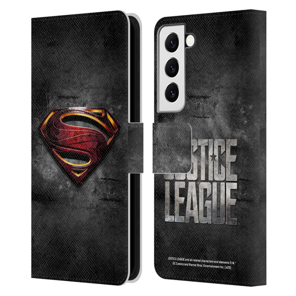 Justice League Movie Superman Logo Art Man Of Steel Leather Book Wallet Case Cover For Samsung Galaxy S22 5G