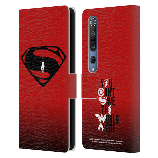 Justice League Movie Superman Logo Art Red And Black Flight Leather Book Wallet Case Cover For Xiaomi Mi 10 5G / Mi 10 Pro 5G