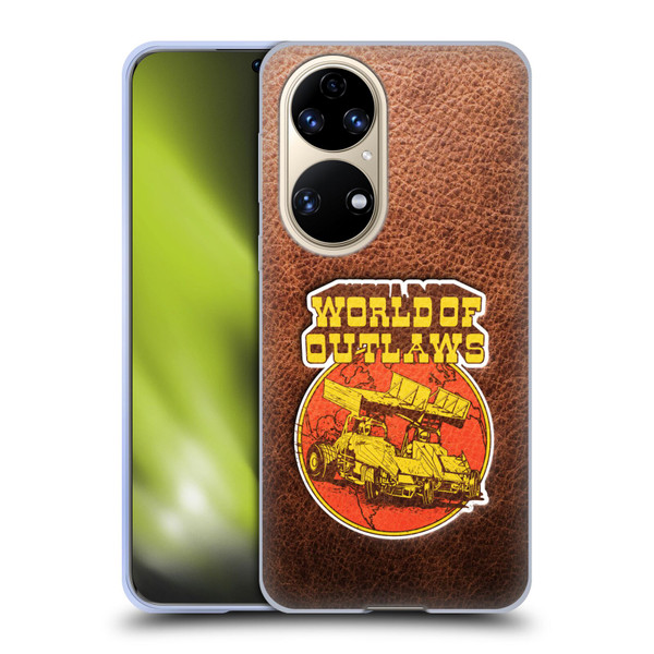 World of Outlaws Western Graphics Sprint Car Leather Print Soft Gel Case for Huawei P50