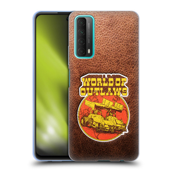 World of Outlaws Western Graphics Sprint Car Leather Print Soft Gel Case for Huawei P Smart (2021)