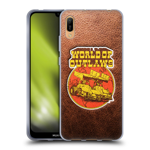 World of Outlaws Western Graphics Sprint Car Leather Print Soft Gel Case for Huawei Y6 Pro (2019)