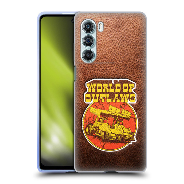 World of Outlaws Western Graphics Sprint Car Leather Print Soft Gel Case for Motorola Edge S30 / Moto G200 5G