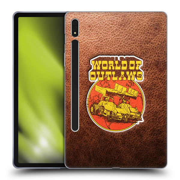 World of Outlaws Western Graphics Sprint Car Leather Print Soft Gel Case for Samsung Galaxy Tab S8