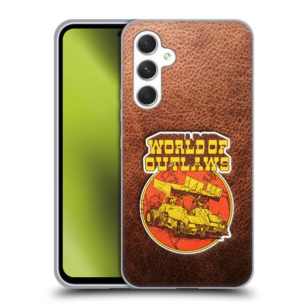 World of Outlaws Western Graphics Sprint Car Leather Print Soft Gel Case for Samsung Galaxy A54 5G