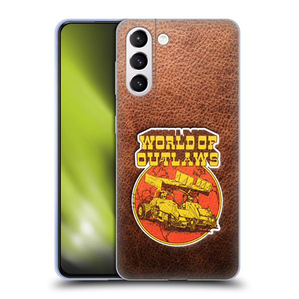 World of Outlaws Western Graphics Sprint Car Leather Print Soft Gel Case for Samsung Galaxy S21+ 5G
