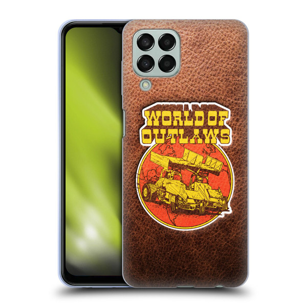 World of Outlaws Western Graphics Sprint Car Leather Print Soft Gel Case for Samsung Galaxy M33 (2022)