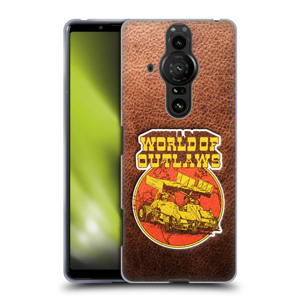 World of Outlaws Western Graphics Sprint Car Leather Print Soft Gel Case for Sony Xperia Pro-I