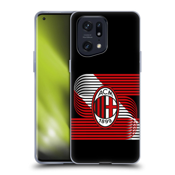 AC Milan Crest Patterns Diagonal Soft Gel Case for OPPO Find X5 Pro