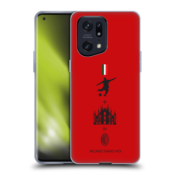 AC Milan Crest Patterns Red Soft Gel Case for OPPO Find X5 Pro