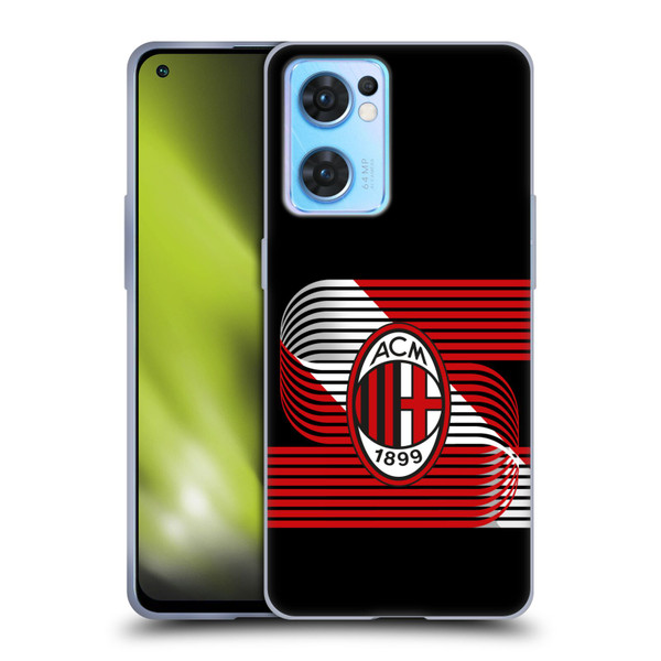AC Milan Crest Patterns Diagonal Soft Gel Case for OPPO Reno7 5G / Find X5 Lite