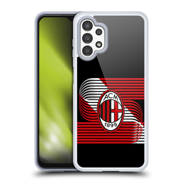 AC Milan Crest Patterns Diagonal Soft Gel Case for Samsung Galaxy A13 (2022)