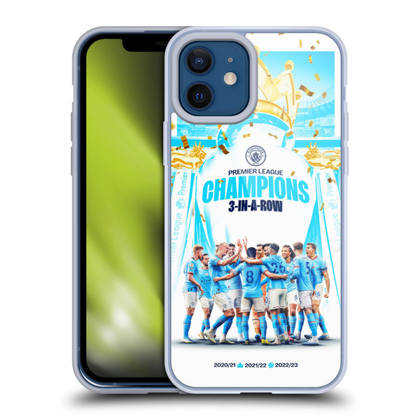 Manchester City Man City FC 2023 Champions Team Poster Soft Gel Case for Apple iPhone 12 / iPhone 12 Pro