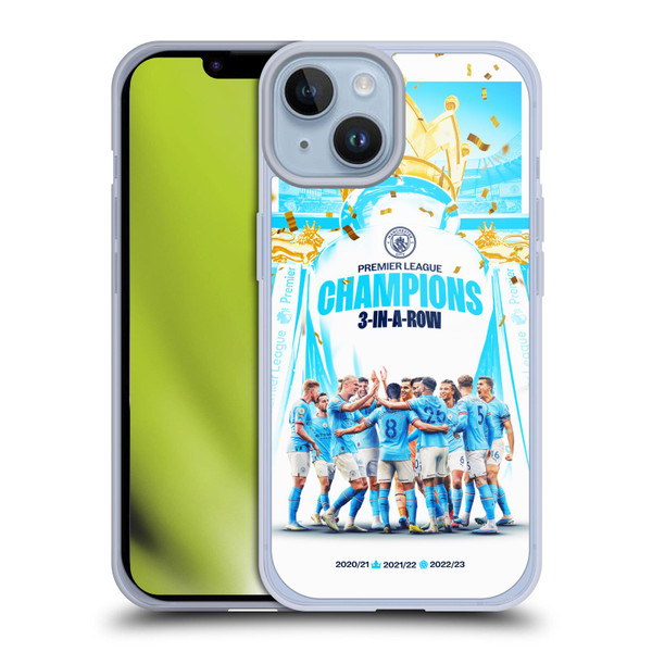 Manchester City Man City FC 2023 Champions Team Poster Soft Gel Case for Apple iPhone 14